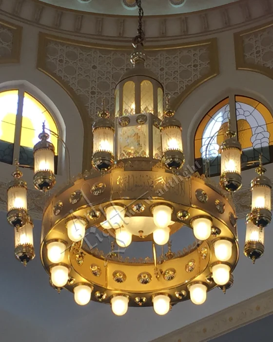 Hamad Rashi Hamad Al Khalili Mosque Antique Brass Chandeliers by Art Light