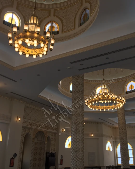 Hamad Rashi Hamad Al Khalili Mosque Antique Brass Chandeliers by Art Light