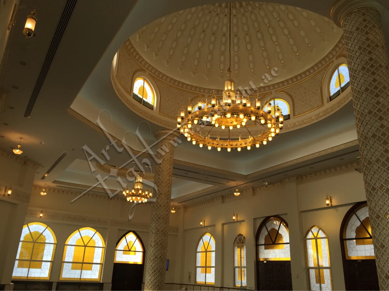 Hamad Rashi Hamad Al Khalili Mosque Antique Brass Chandeliers by Art Light