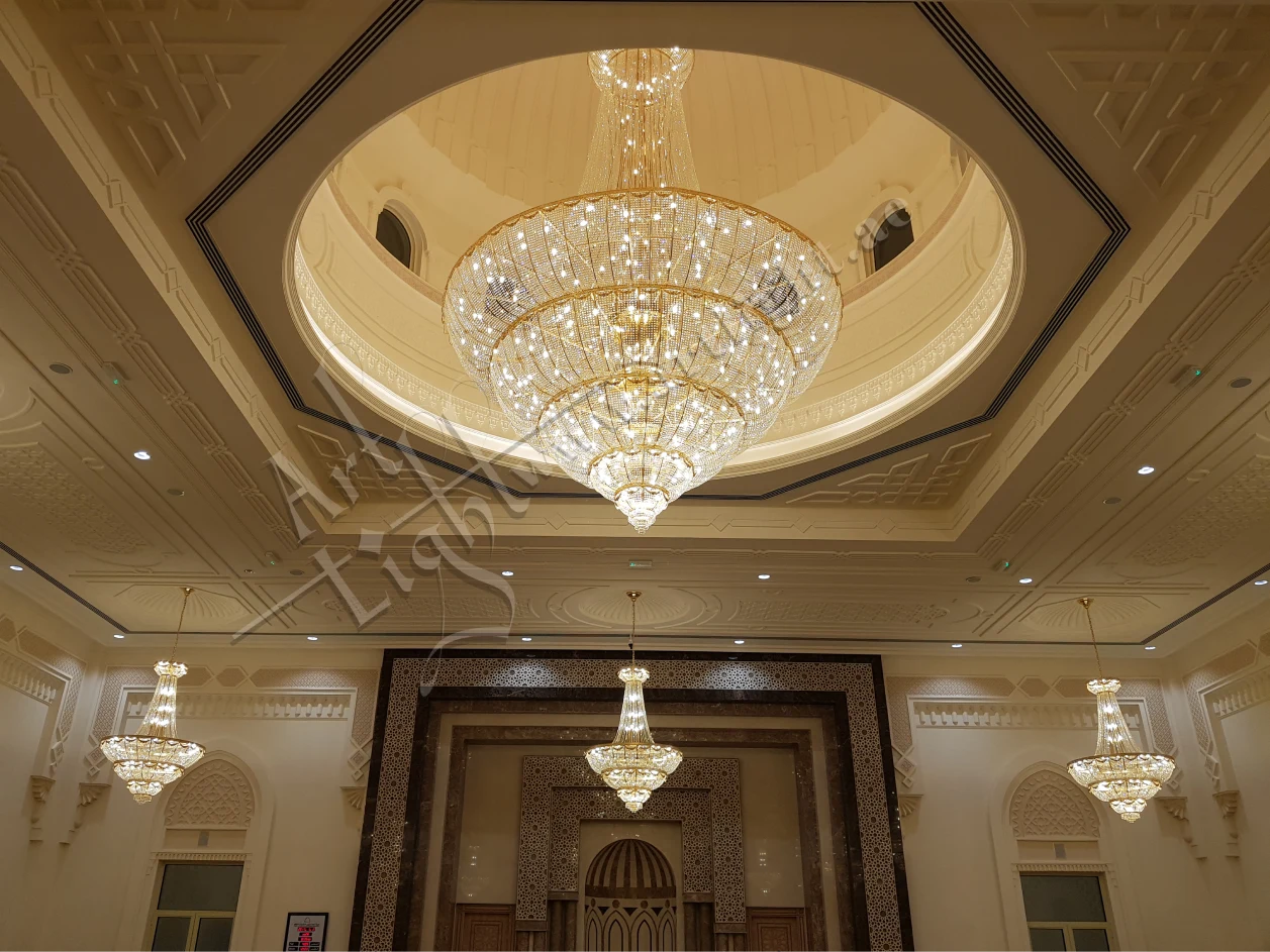 Al Muflihoon Mosque Crystal Brass Chandeliers by Art Light