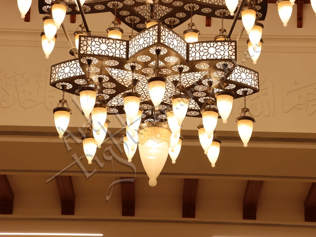 Al Eman Al Nawwawi Mosque Decorative Brass Chandeliers by Art Light