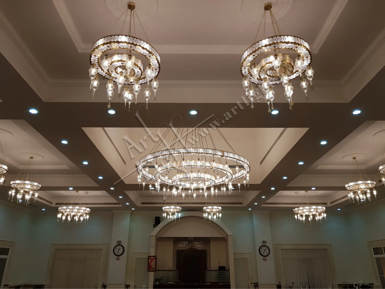 Fatima Al Rashdan Mosque Dubai - Crystal Brass Chandeliers by Art Light