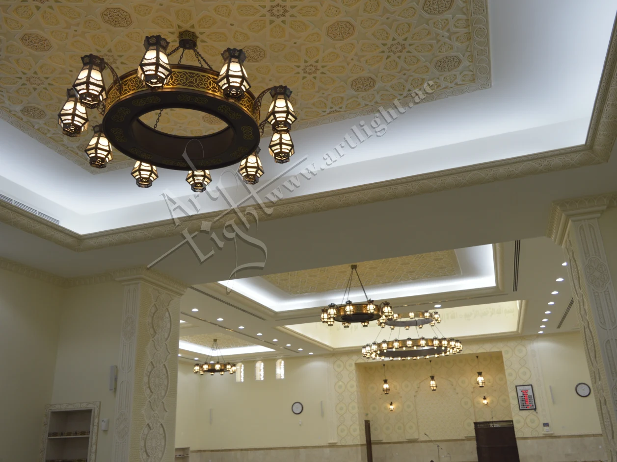 Hamad Suhail Mubarak Alketbi Mosque Al Ain - Brass Chandeliers by Art Light
