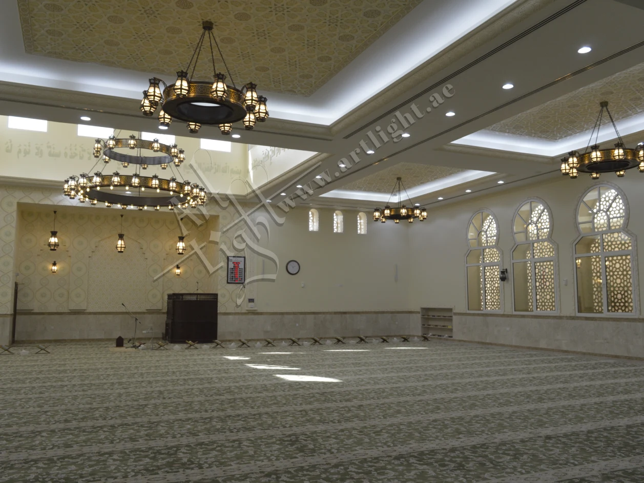 Hamad Suhail Mubarak Alketbi Mosque Al Ain - Brass Chandeliers by Art Light